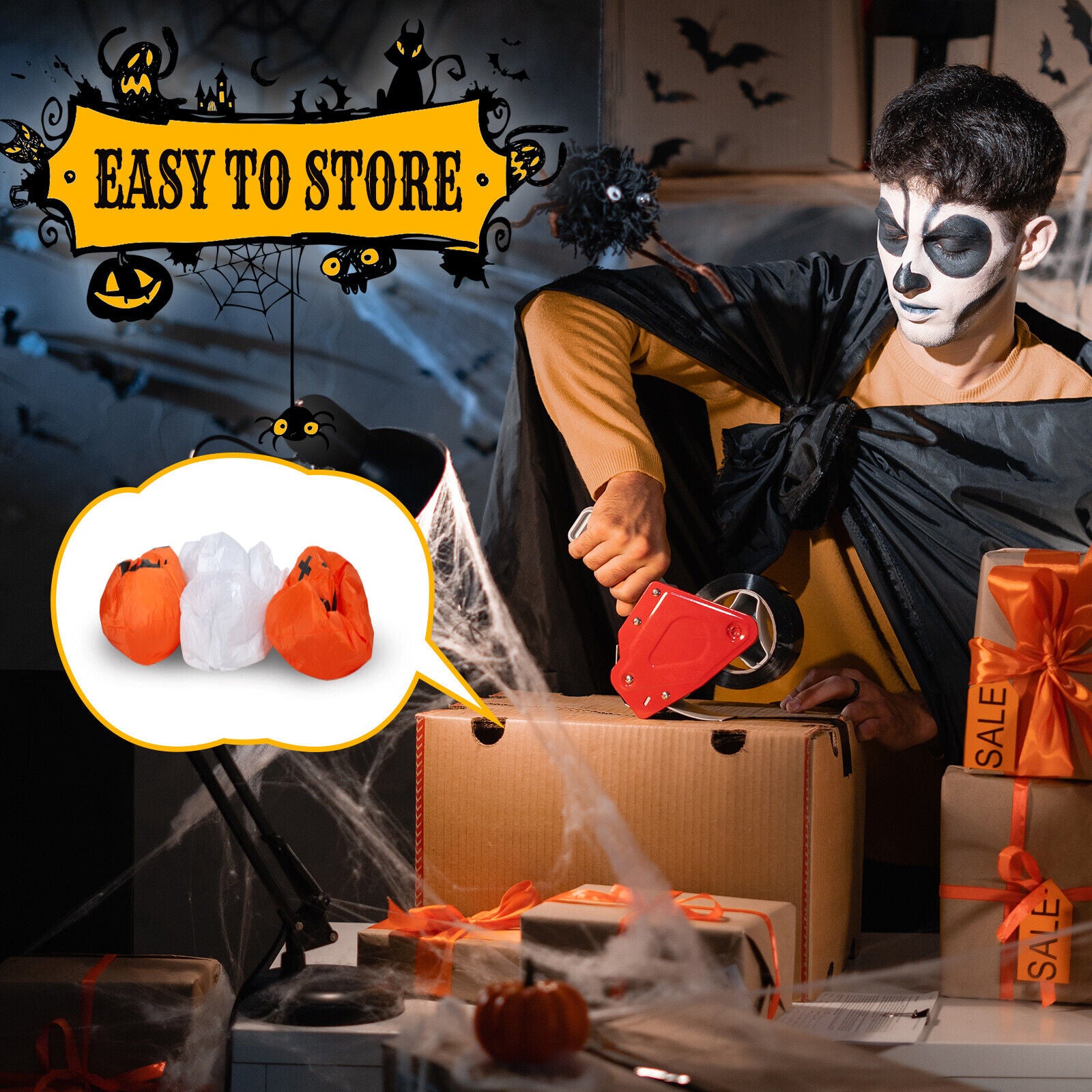 12FT Scary Halloween Inflatables Giant Ghost Spider Pumpkin Outdoor Decorations