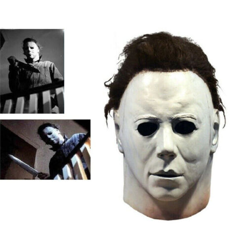 Michael Myers Mask Halloween Full Head Scary Horror Murderer Cosplay-Adult Size