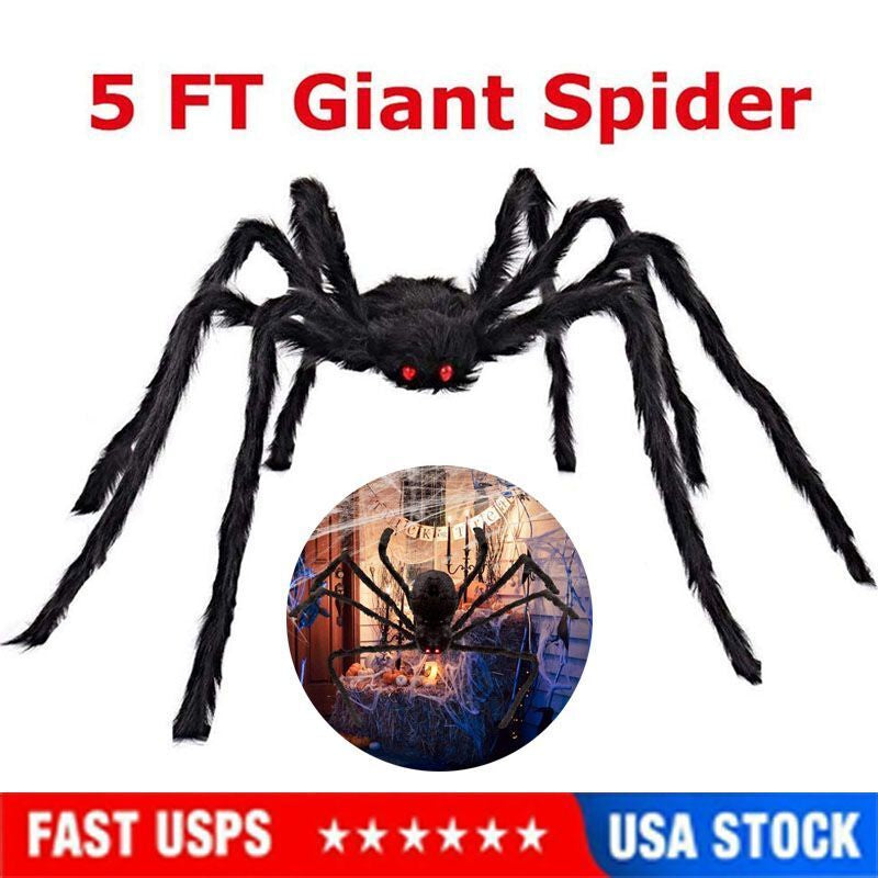 59" Spider Halloween Decor Haunted House Prop Indoor Outdoor Giant Scary Party