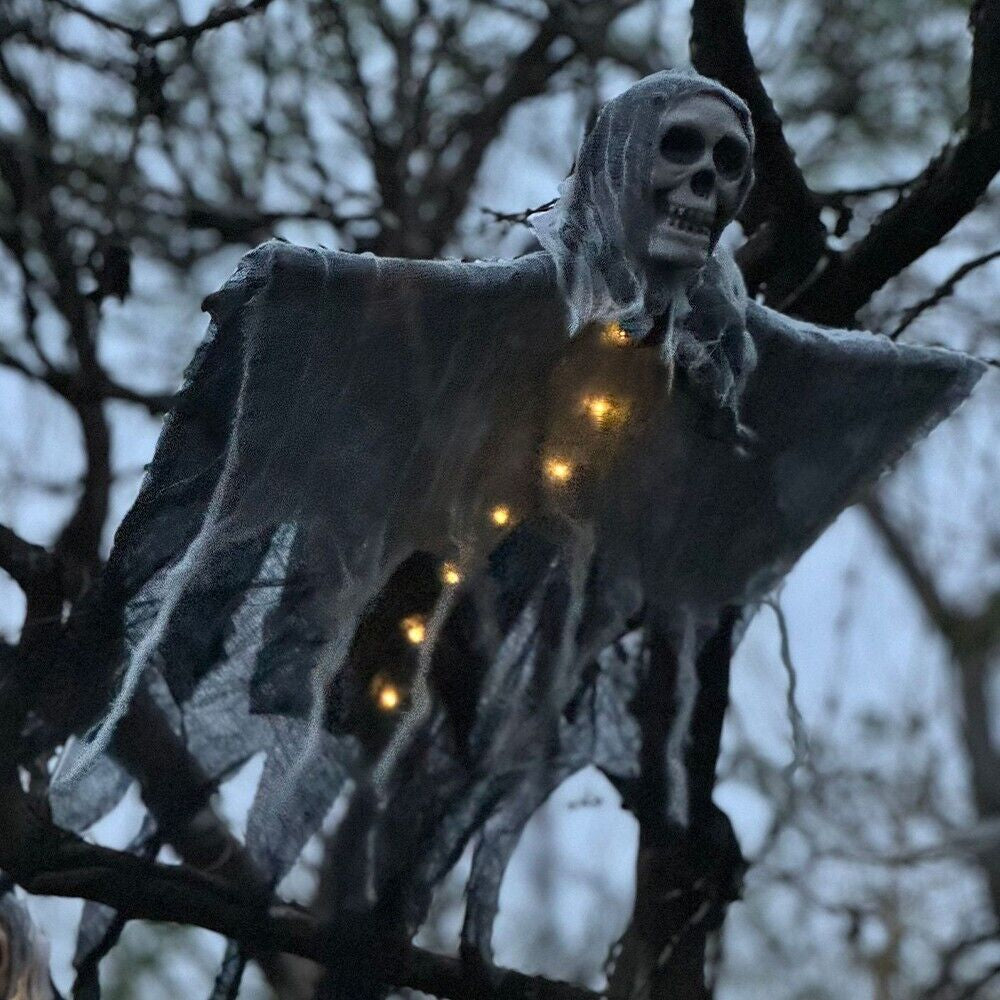 Halloween Haunted House Hanging Ghost W/ LED for Front Door Indoor/Outdoor Decor