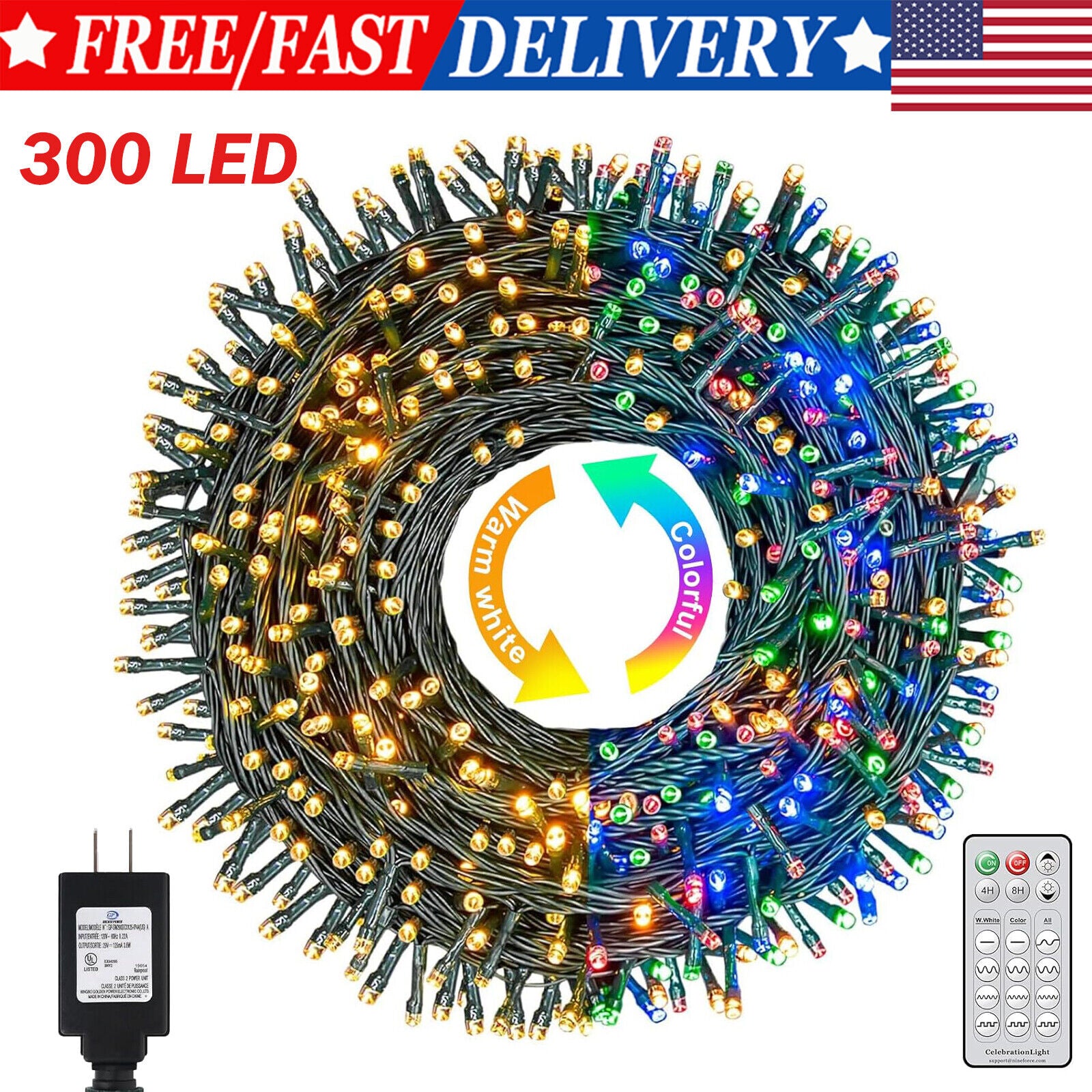 300 LED Fairy String Lights Party Christmas Tree Waterproof Outdoor Home Decor