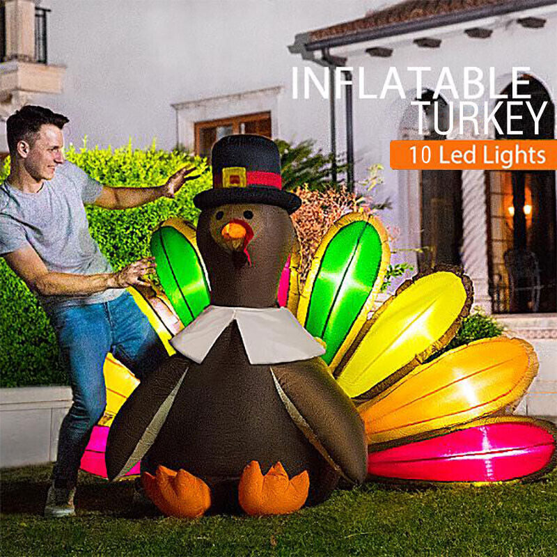 5Ft Inflatable Turkey LED Lighted Airblown Thanksgiving Outdoor Yard Decoration