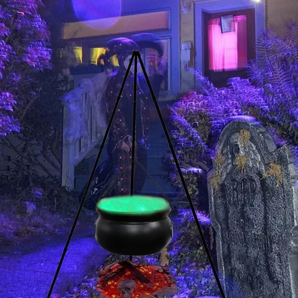Halloween Decor Outdoor -Large Witches Cauldron on Tripod with LED Light Yard US