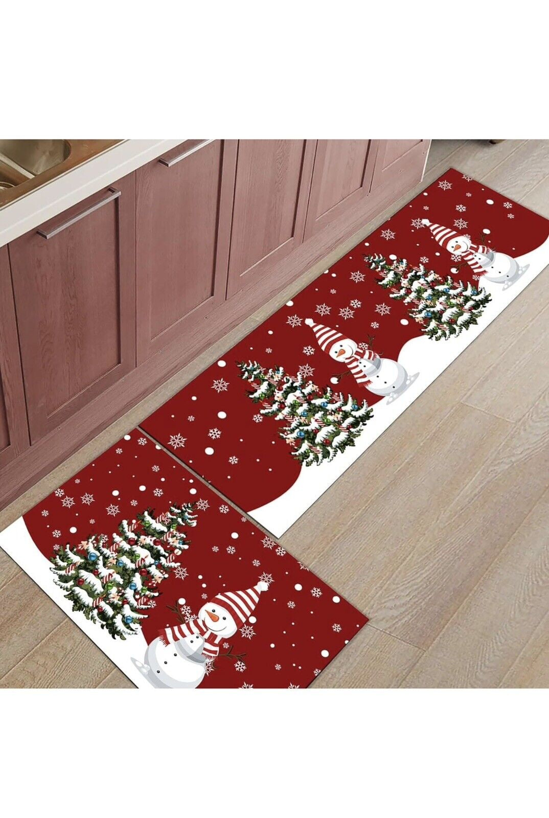 Kitchen Rugs Set of 2 Mats Christmas Tree
