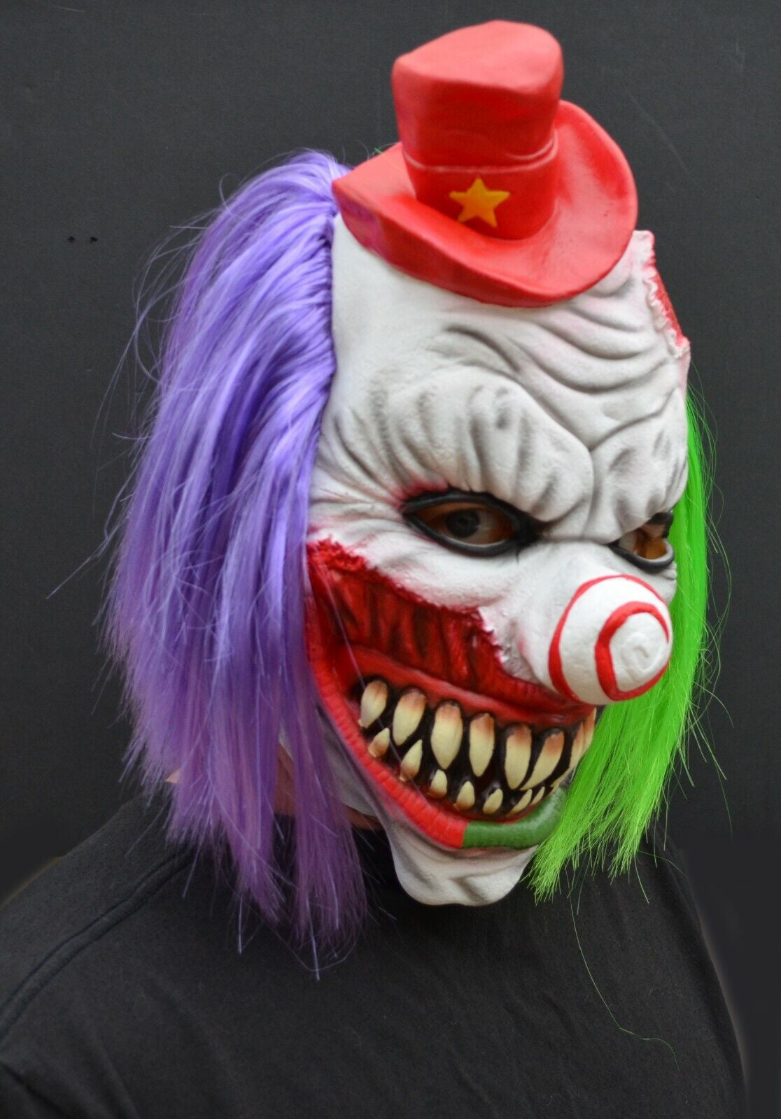 Scary Halloween Clown Mask with Hair Costume Party Cosplay Jokester Psycho Clown