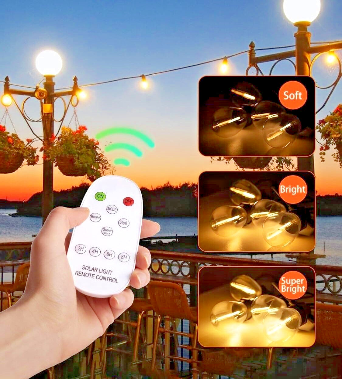 48 FT Solar String LED Lights Outdoor Waterproof with Remote Control and Timer