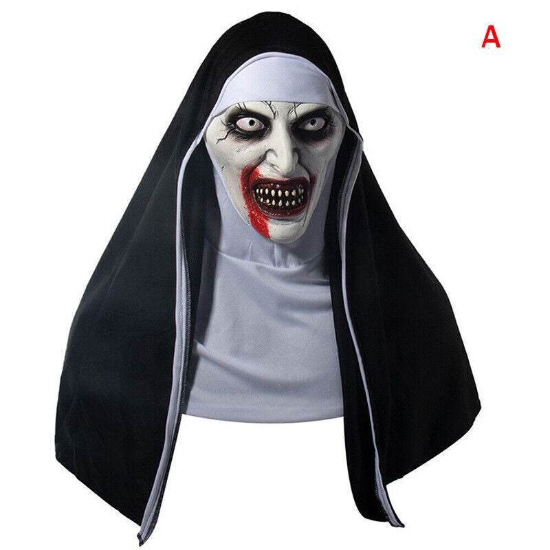 Scary Cosplay the Nun Full Face Halloween Mask Costume Horror Creepy Party Props