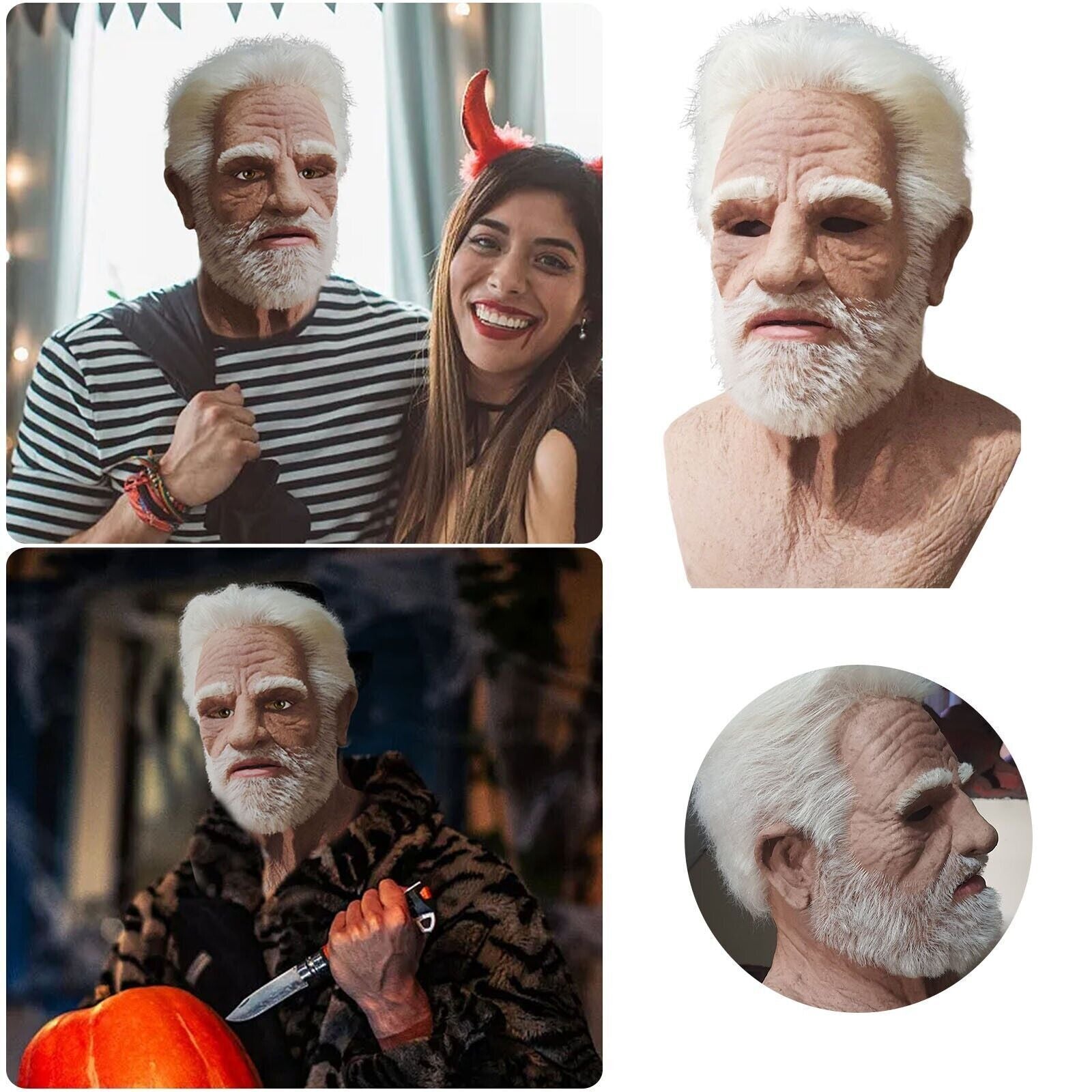 Latex Old Man Mask Male Disguise Cosplay Costume Halloween Realistic Party Masks