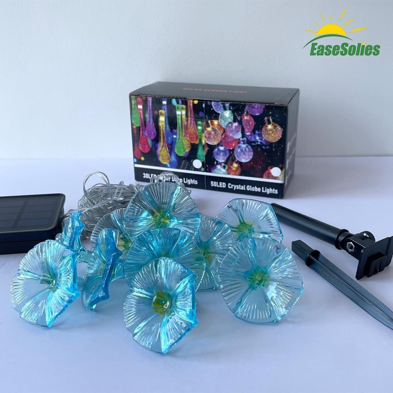 Solar LED Flower Fairy Garden Lights String Outdoor Fence Decor Waterproof