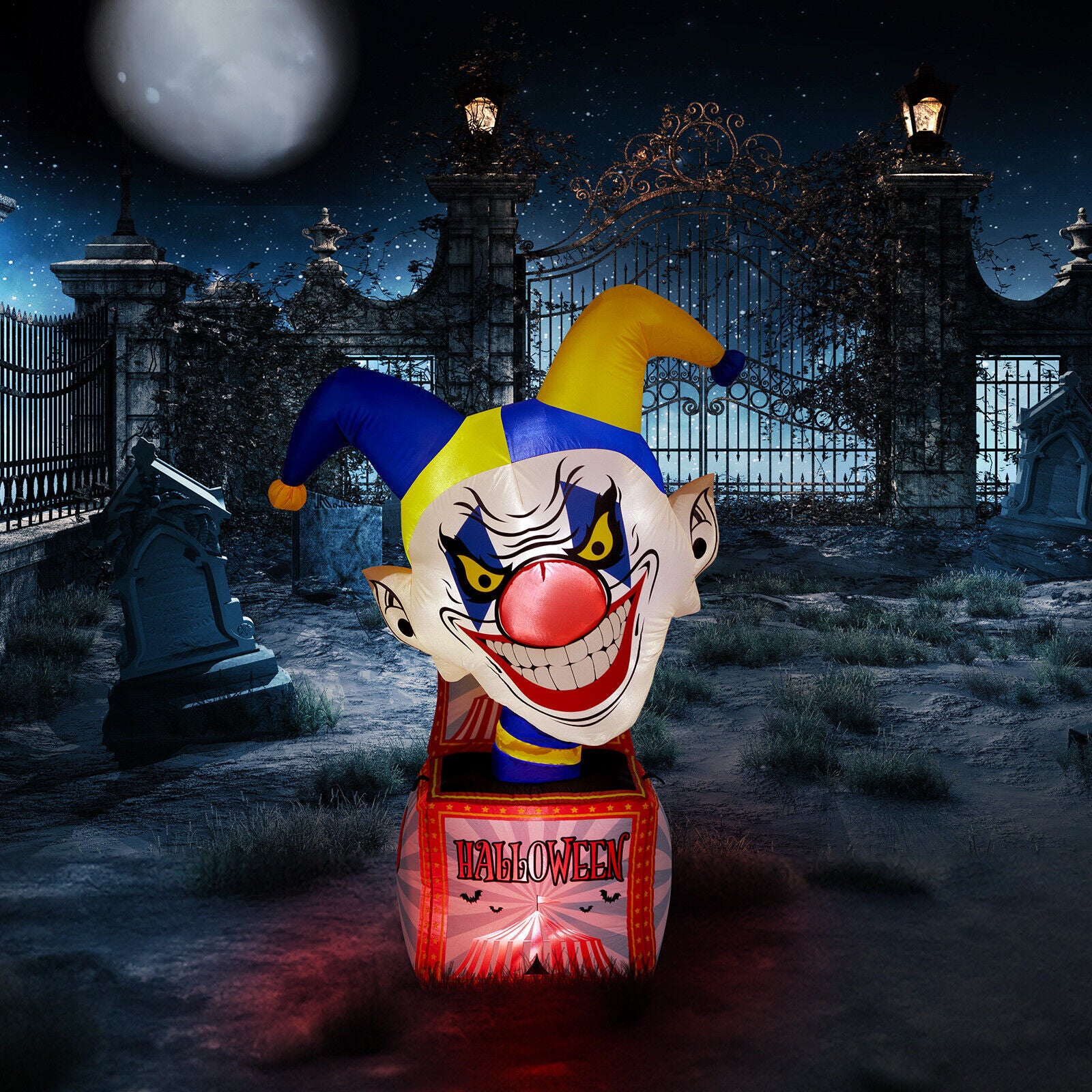 4FT Halloween Inflatable Circus Clown Box Outdoor Decorations Blow up Yard Decor