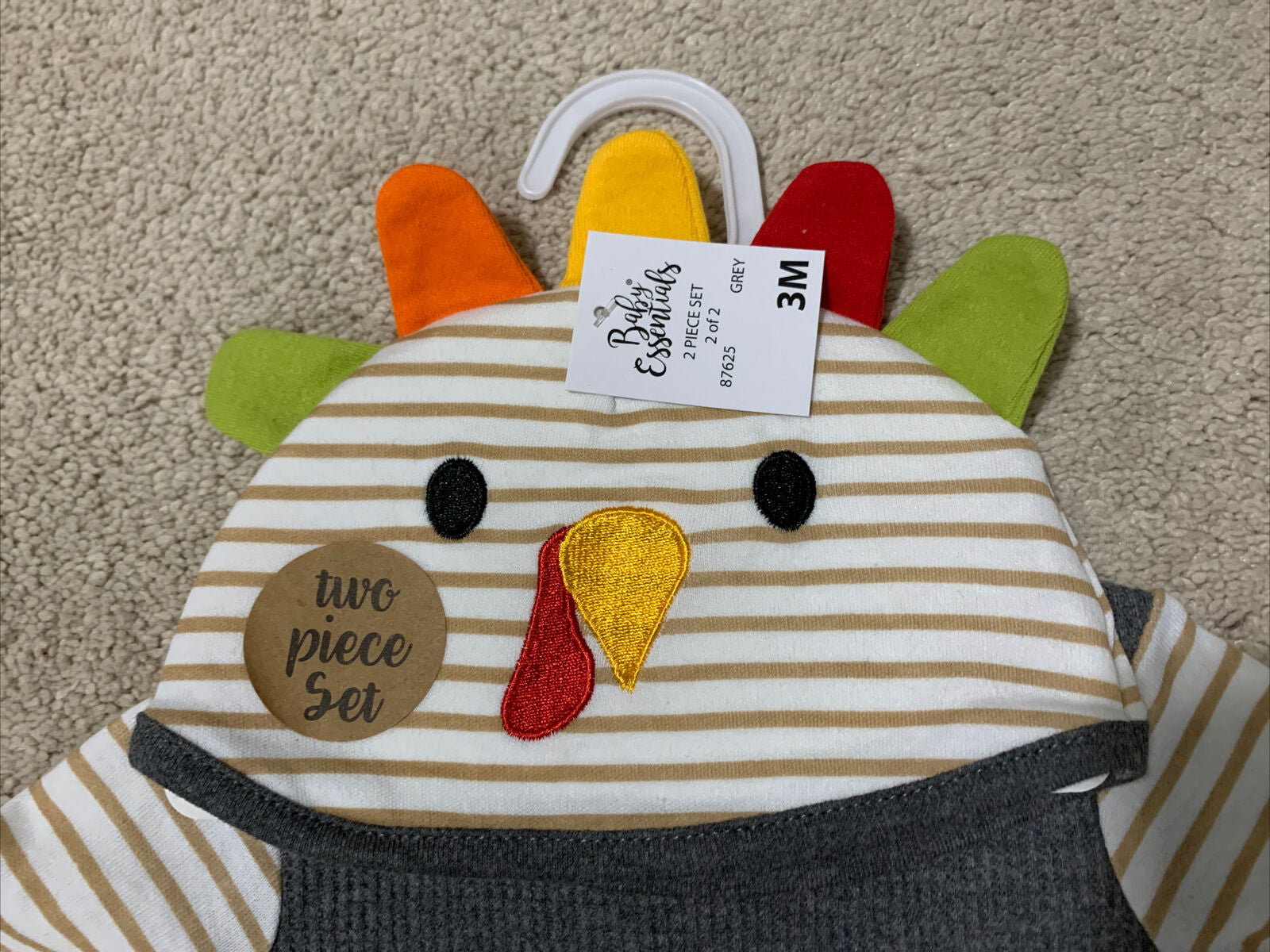 MY 1St THANKSGIVING 2-Piece Outfit Sleeper & Hat BABY ESSENTIALS 3 Mos. NEW