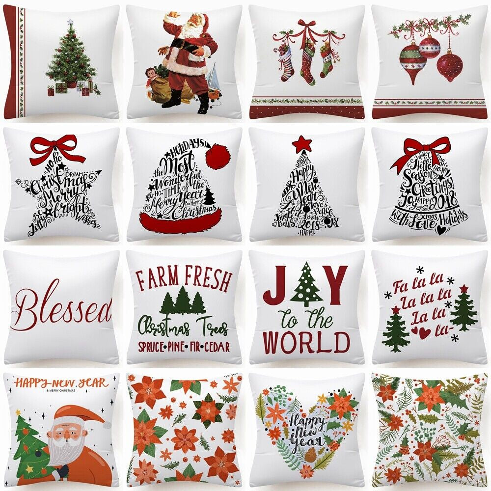 Throw PILLOW COVER Christmas Gift Decorative Xmas Two-Sided Cushion Cases 18X18"