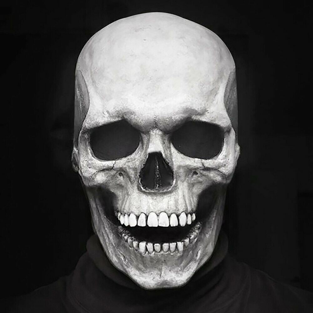 Halloween Skull Mask Full Head Helmet Movable Jaw Horror Party Pro Scary US 2022