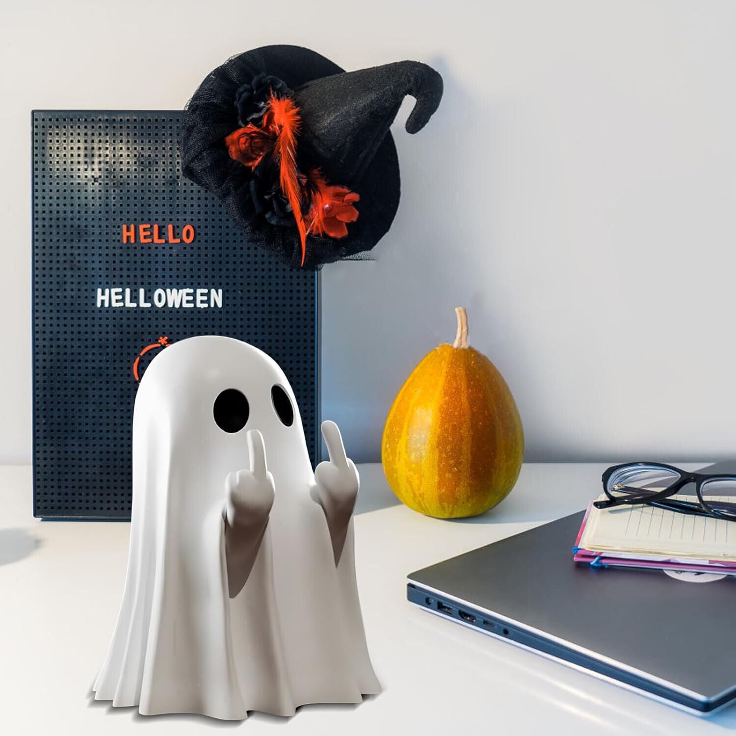 Halloween Cute Ghost Figurine Spooky Resin Statue Decoration Home Tabletop Decor