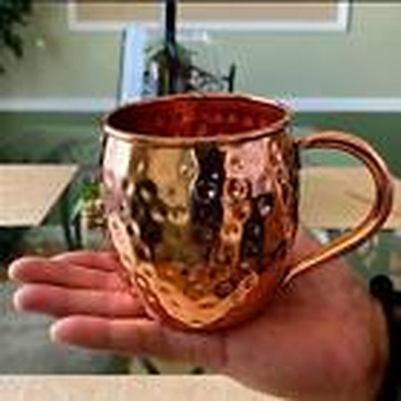 4 Pack Pure Copper Moscow Mule Mugs, Each Hammered Mug Holds 18 Ounces