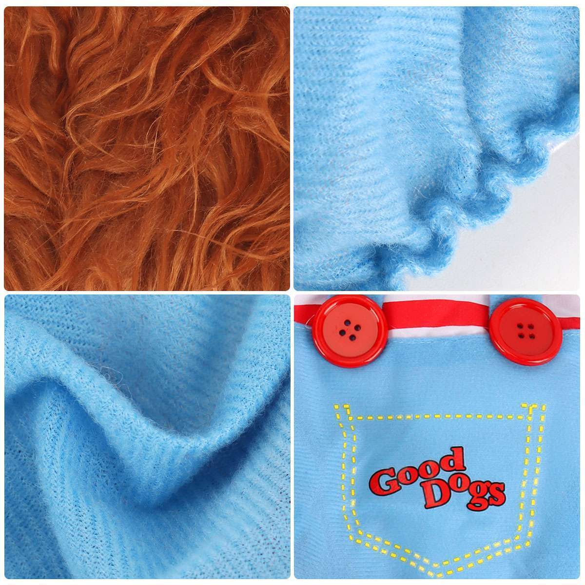 Chucky Dog Cosplay Fancy Costume Halloween Dog Clothes for Small Medium Dogs