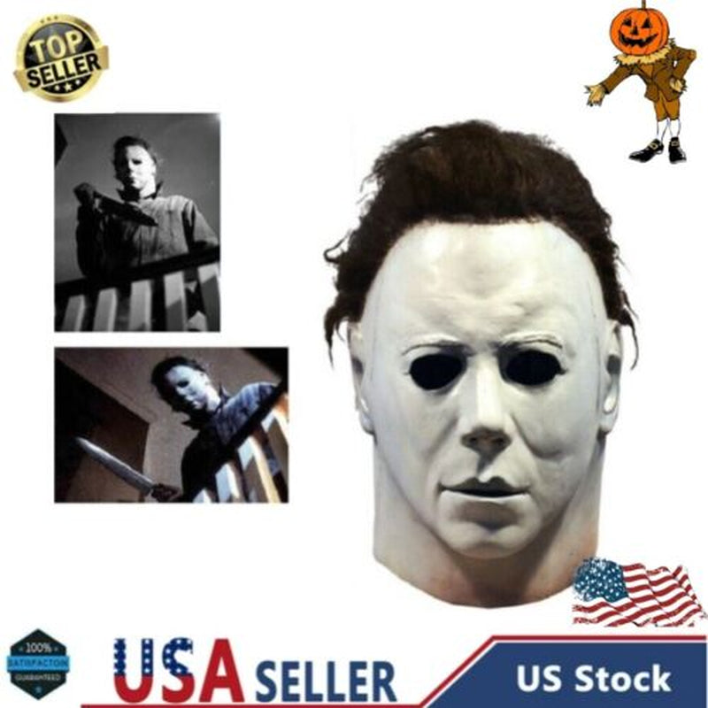 Michael Myers Mask Halloween Full Head Scary Horror Murderer Cosplay-Adult Size