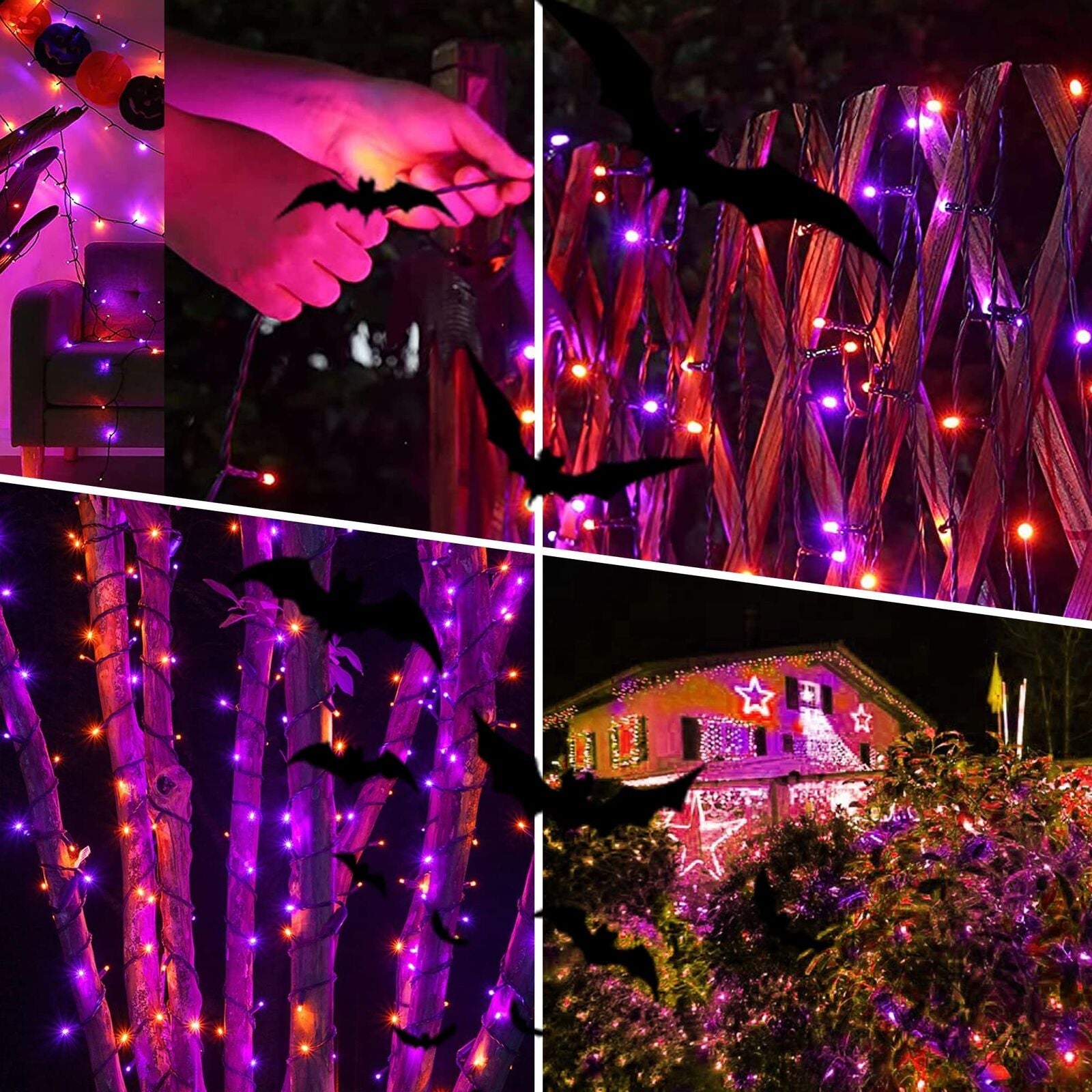 300 LED Orange&Purple Halloween Lights 99FT Connectable 8 Lighting Modes with M