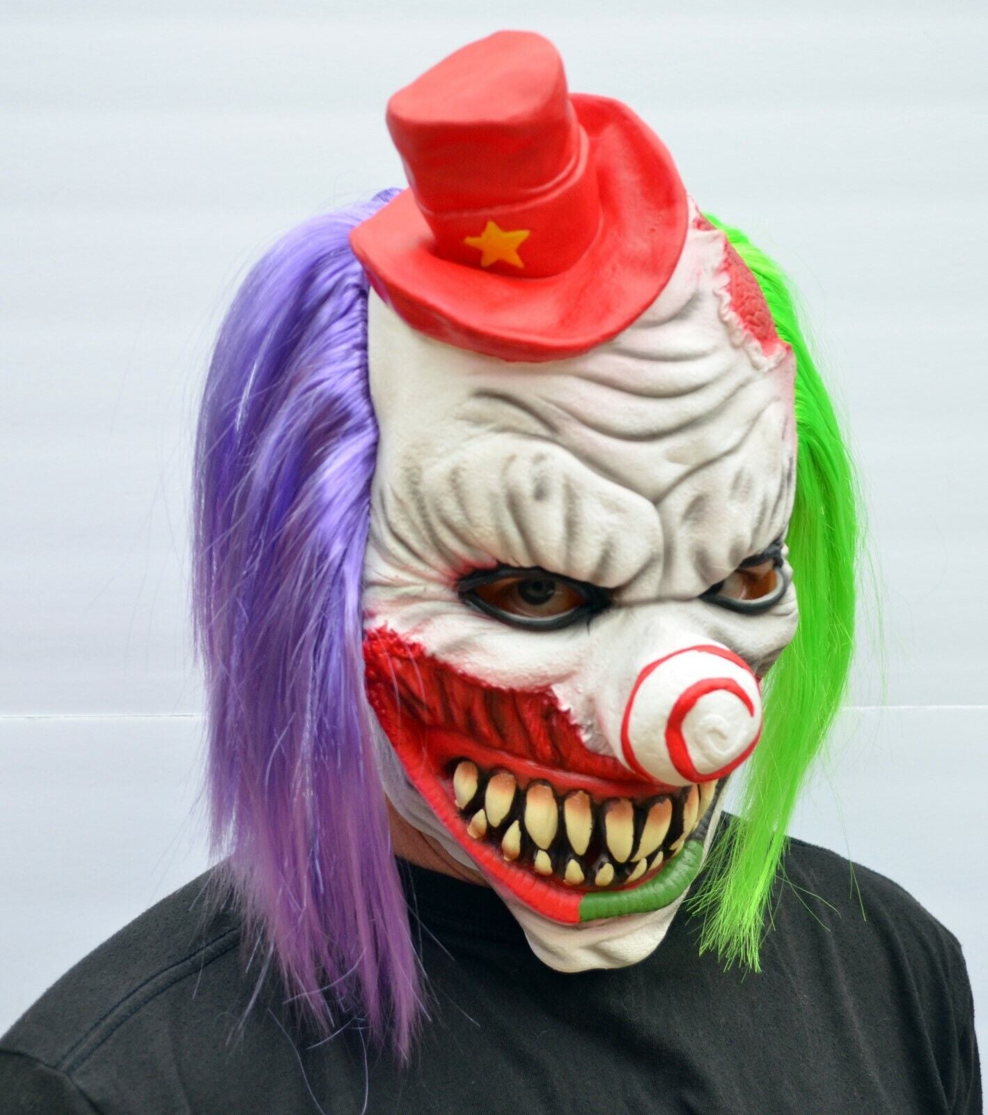 Scary Halloween Clown Mask with Hair Costume Party Cosplay Jokester Psycho Clown