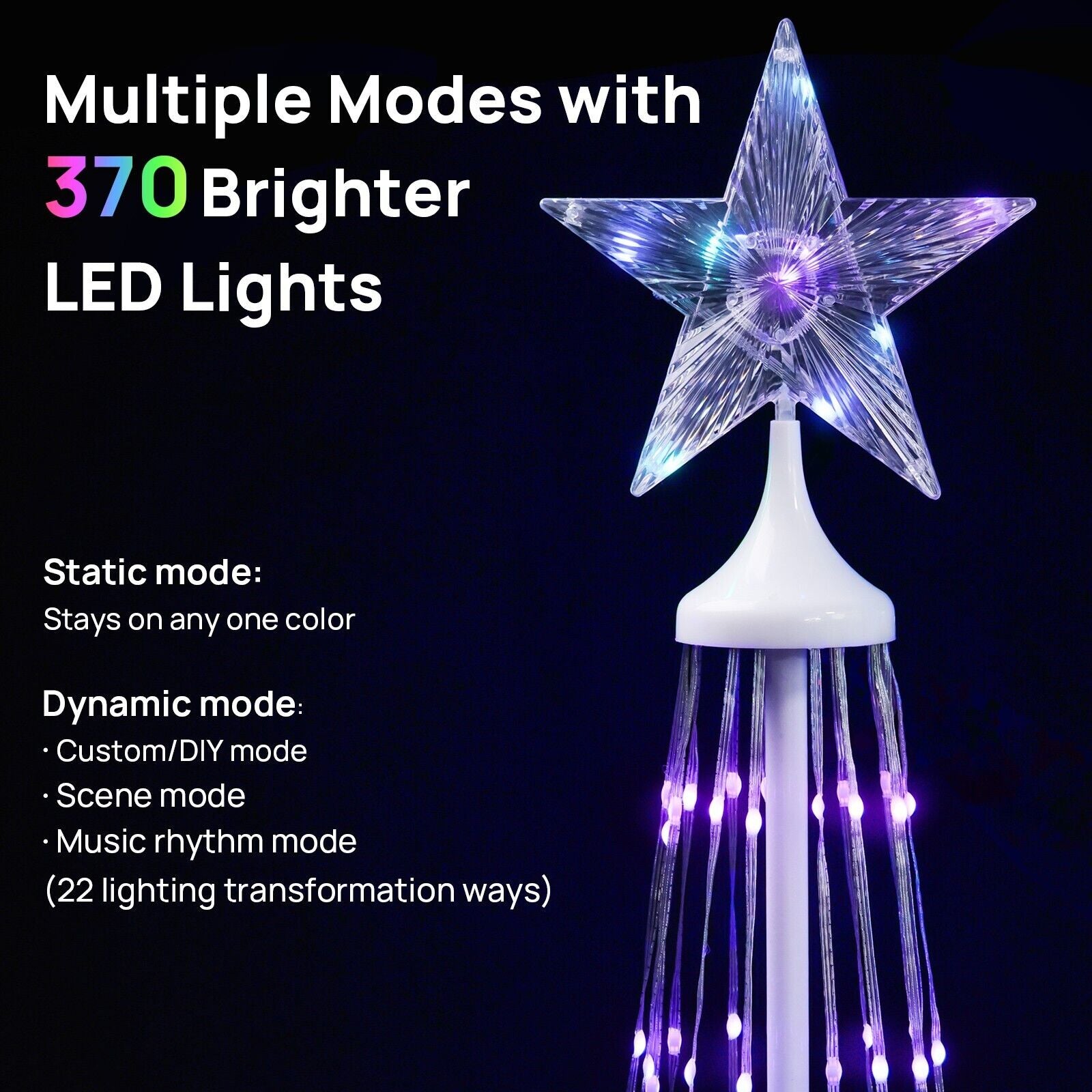 370 LED Lights Show Christmas Tree Cone Outdoor Xmas Home Yard Decor Multicloor