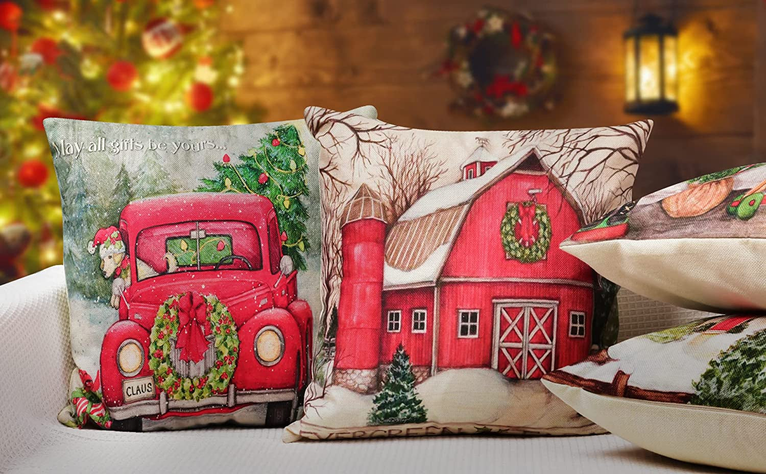 Christmas Decorations Christmas Pillow Covers 18 X 18 Inches Set of 4 -