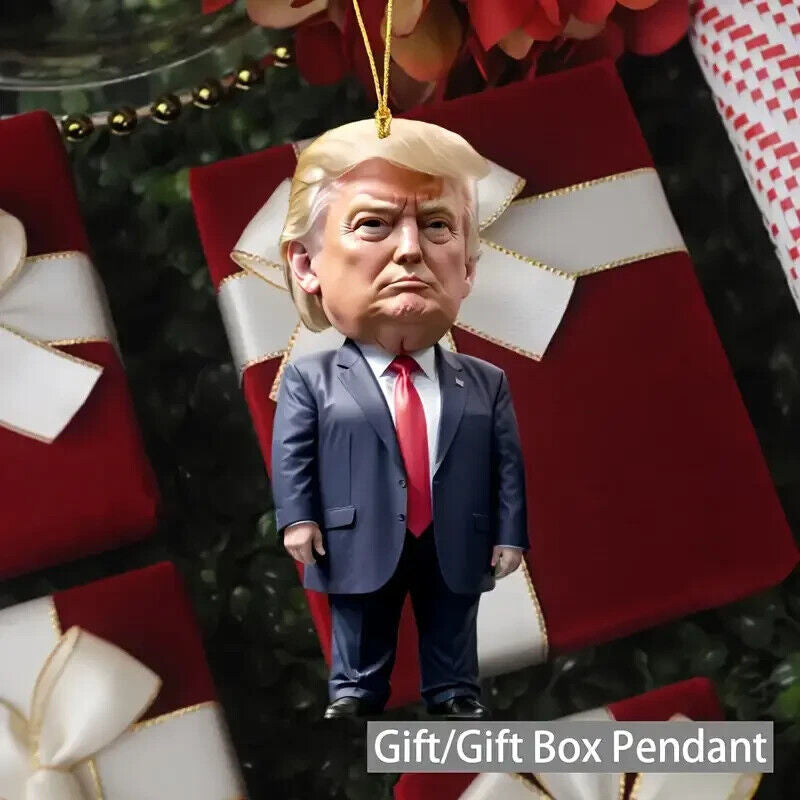 Patriotic Donald Trump 2024 Christmas Ornament ,Ceramic Tree Decor, Holiday Gift