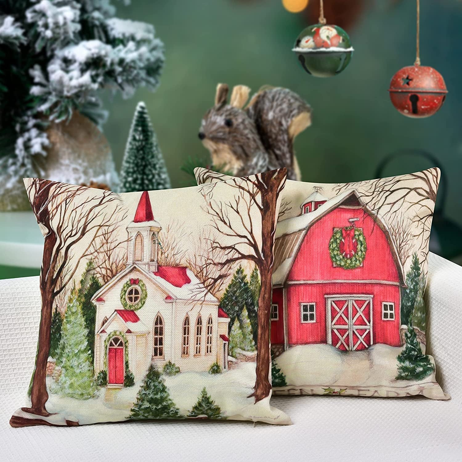 Christmas Decorations Christmas Pillow Covers 18 X 18 Inches Set of 4 -