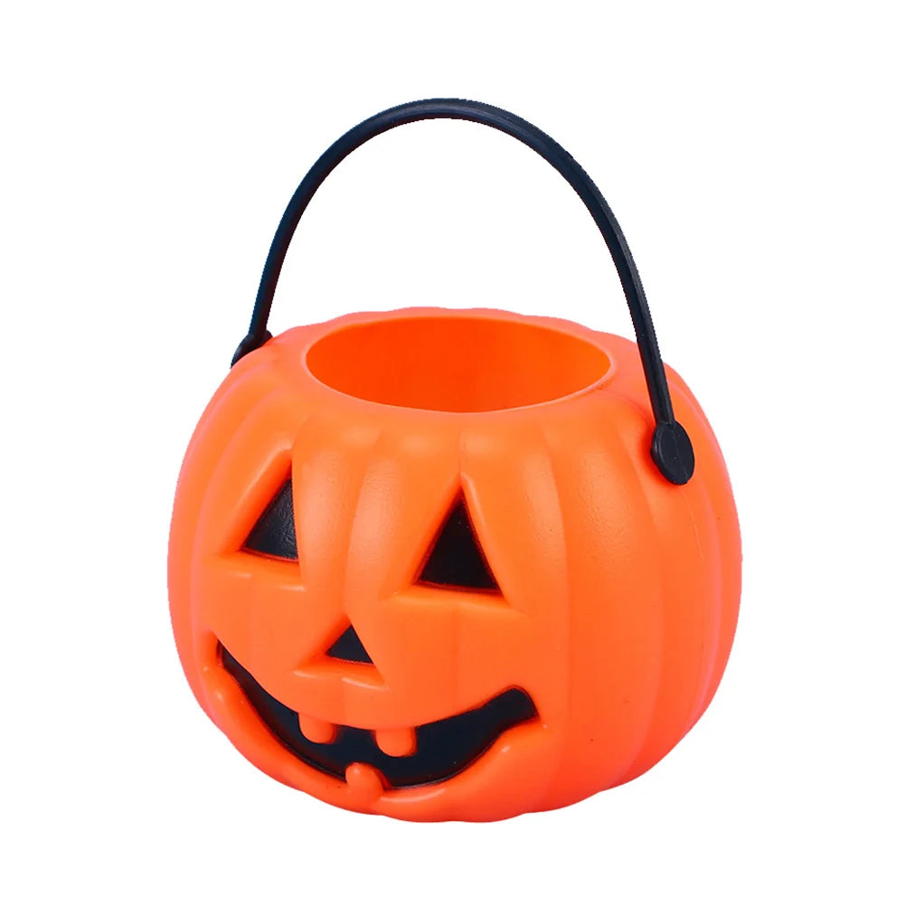 Pumpkin Bucket Halloween Candy Treat Trick or Buckets Holder Pail Mini Kids Basket Plastic Lantern Baskets Cauldron