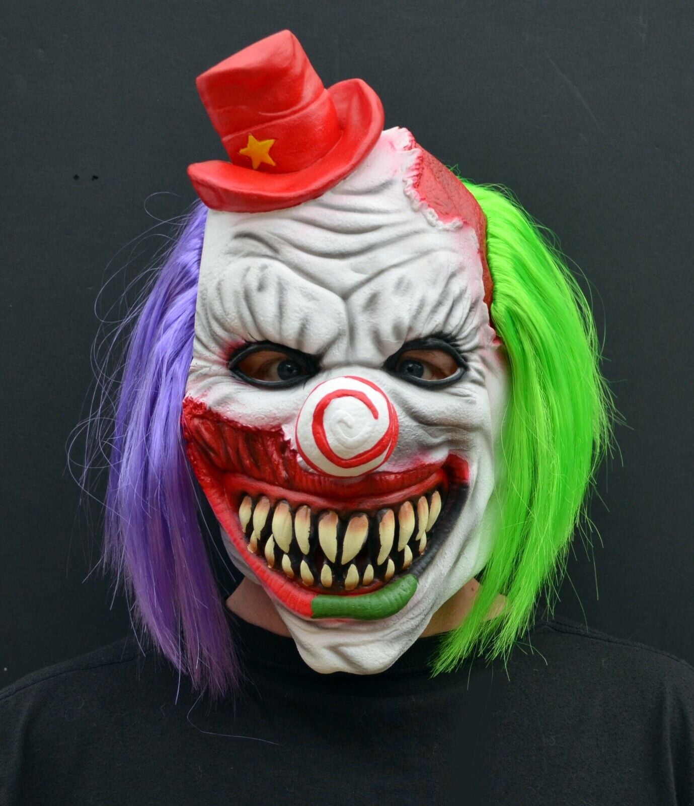 Scary Halloween Clown Mask with Hair Costume Party Cosplay Jokester Psycho Clown