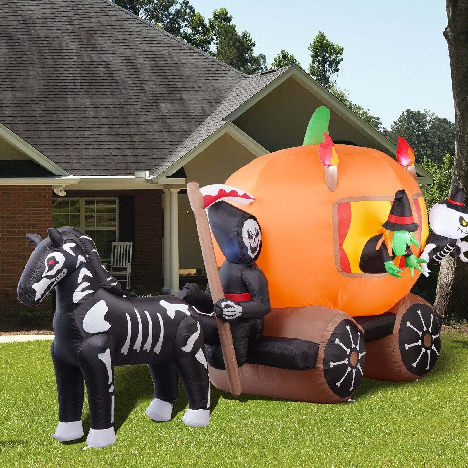 6FT TALL PUMPKIN CARRIAGE HALLOWEEN LED INFLATABLE