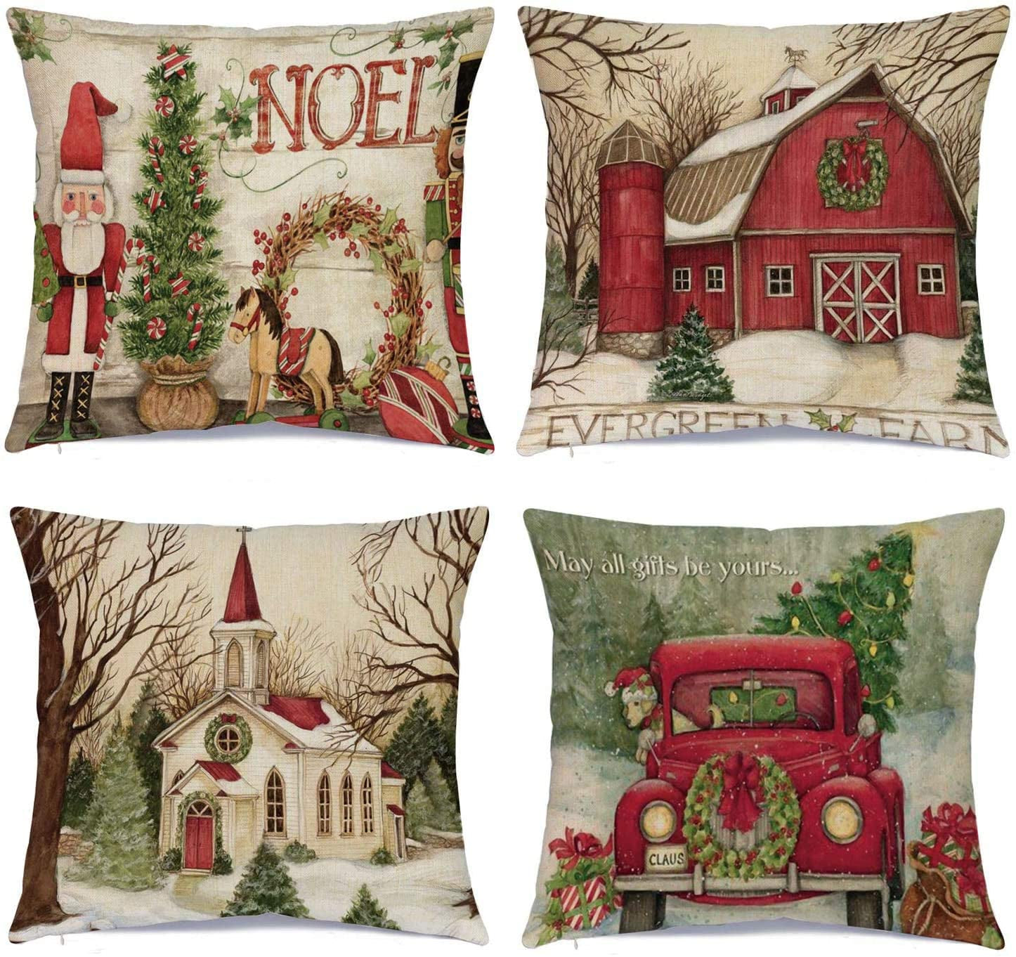 Christmas Decorations Christmas Pillow Covers 18 X 18 Inches Set of 4 -
