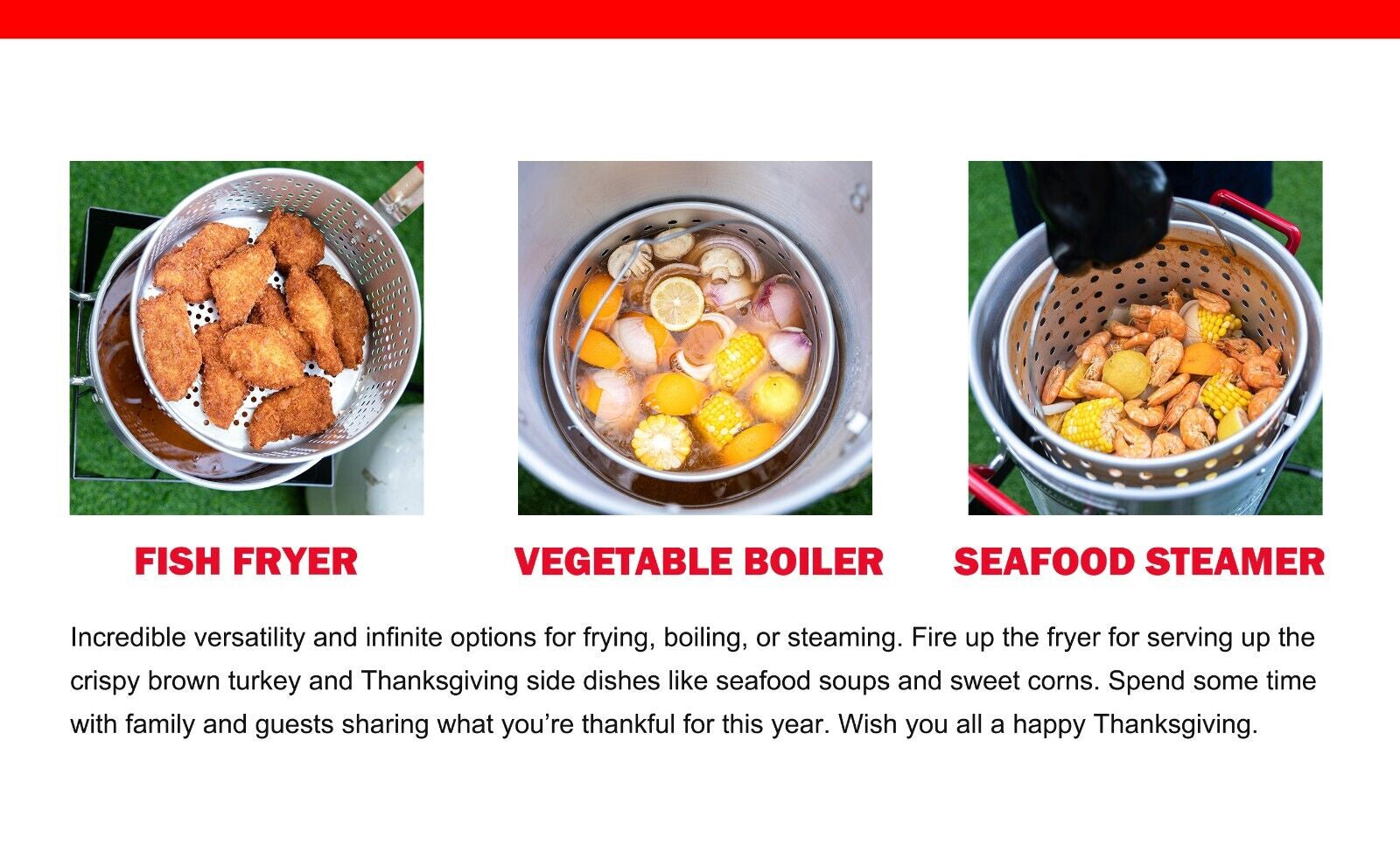 Creole Feast 30 Qt. Turkey Fryer Boiler Steamer Kit Thanksgiving Day Deep Fry