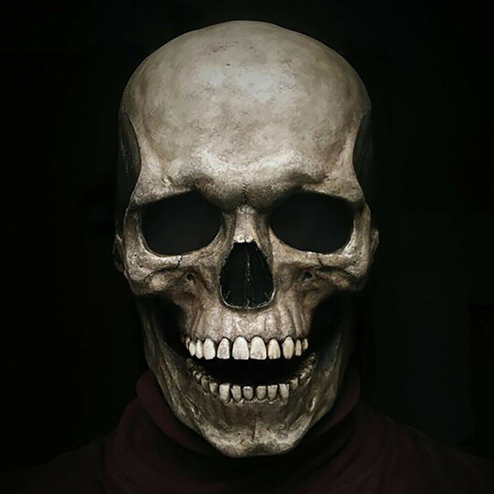 Halloween Skull Mask Full Head Helmet Movable Jaw Horror Party Pro Scary US 2022