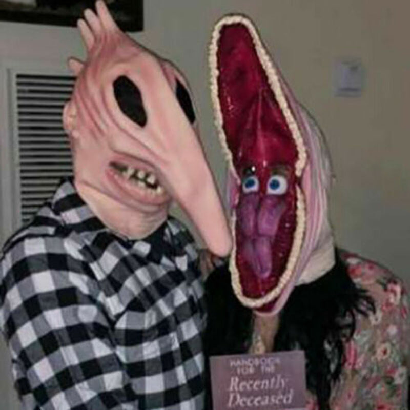 Halloween Costume Adult Beetlejuice Barbara and Adam Monster Mask Couple Fre HOT