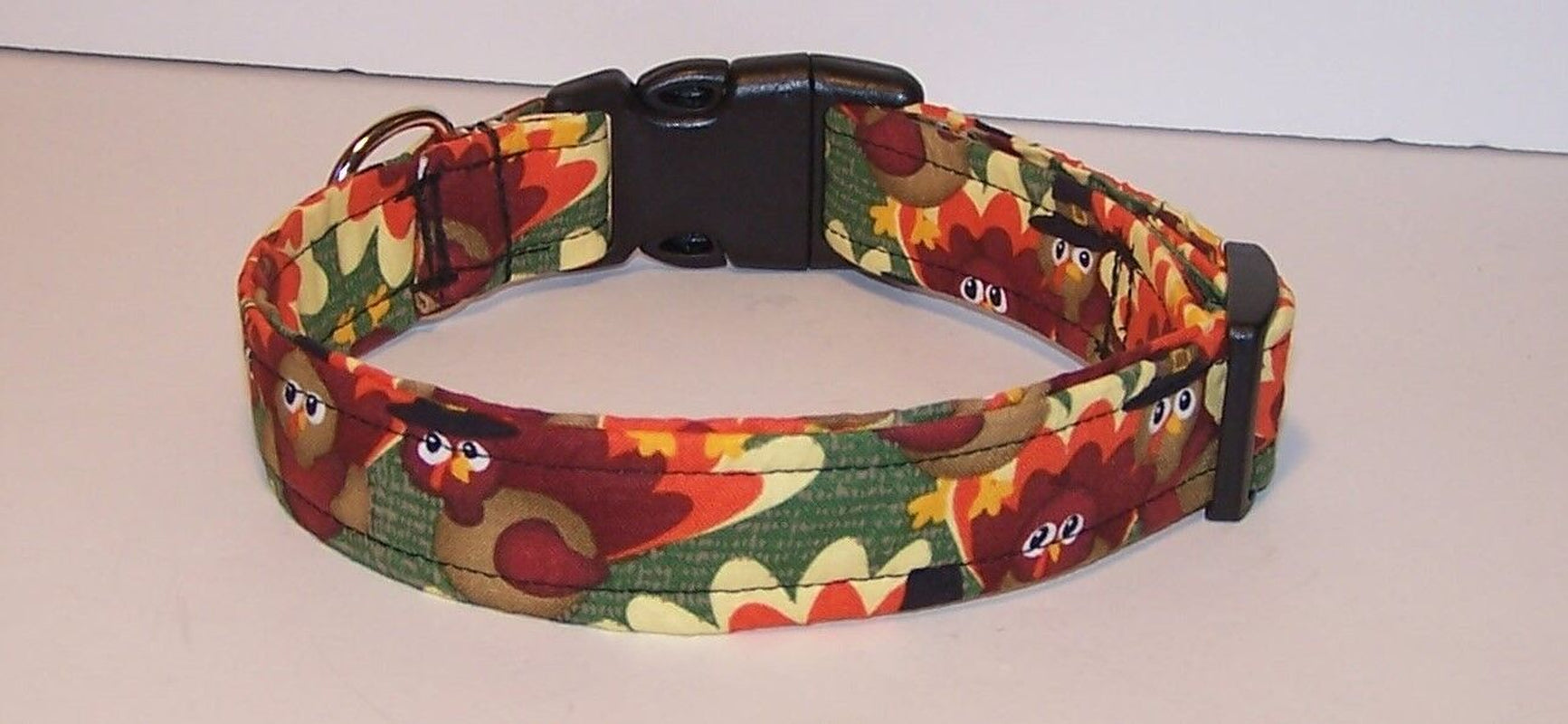 Wet Nose Designs Gobble Dog Collar Thanksgiving Fall Turkey Turkeys on Green