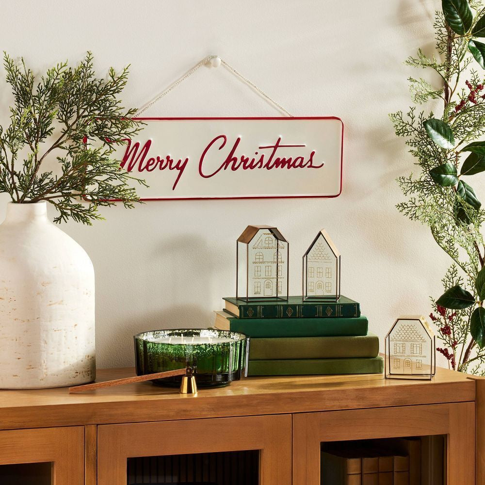 Decorative Glass & Brass Christmas Houses (Set of 3) - Hearth & Hand With