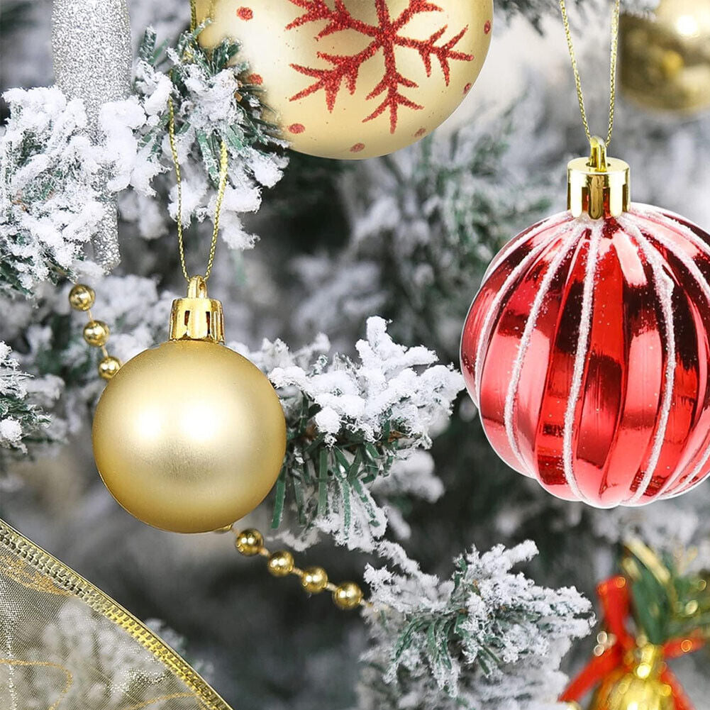 44Pcs Mixed Christmas Balls Baubles Xmas Tree Ornament Home Hanging Decoration