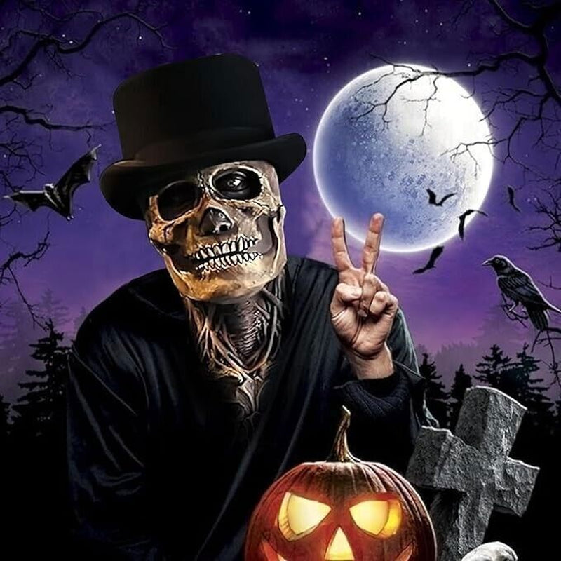 Halloween Skeleton Scary Mask Skull Full Head Cosplay Costume Horror Prop & Hat