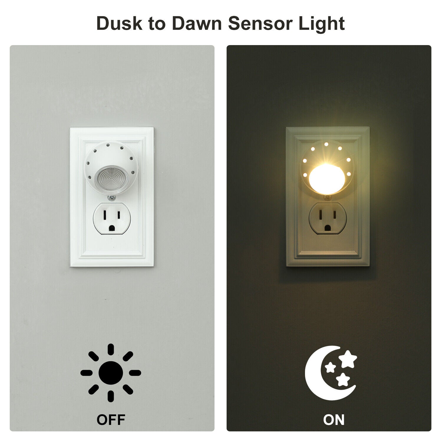 DEWENWILS Plug in Light Sensor Night Light Warm White LED Bedroom Lights 4 Pack