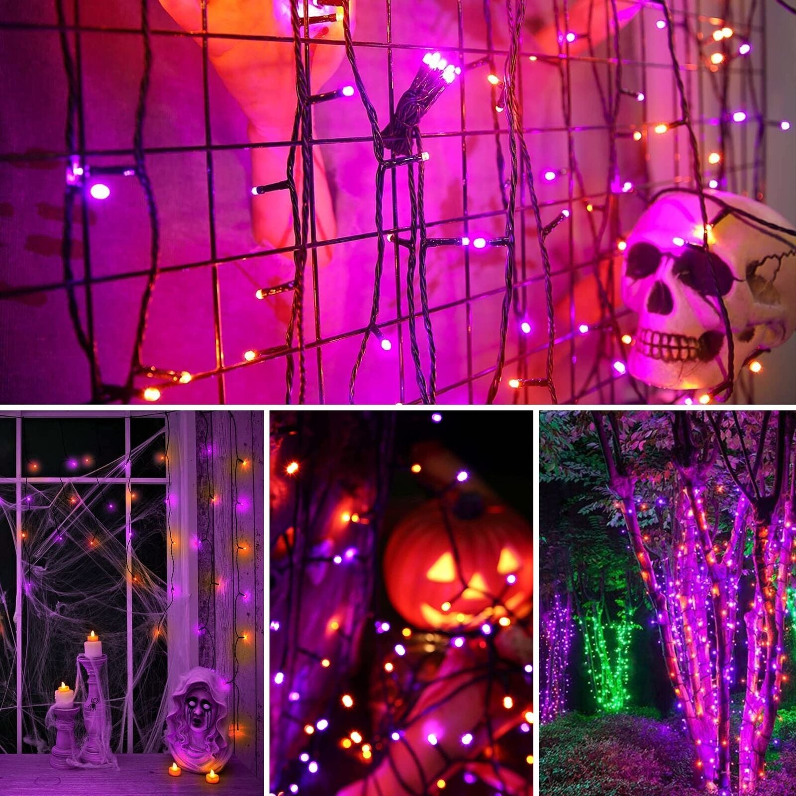 300 LED Orange&Purple Halloween Lights 99FT Connectable 8 Lighting Modes with M