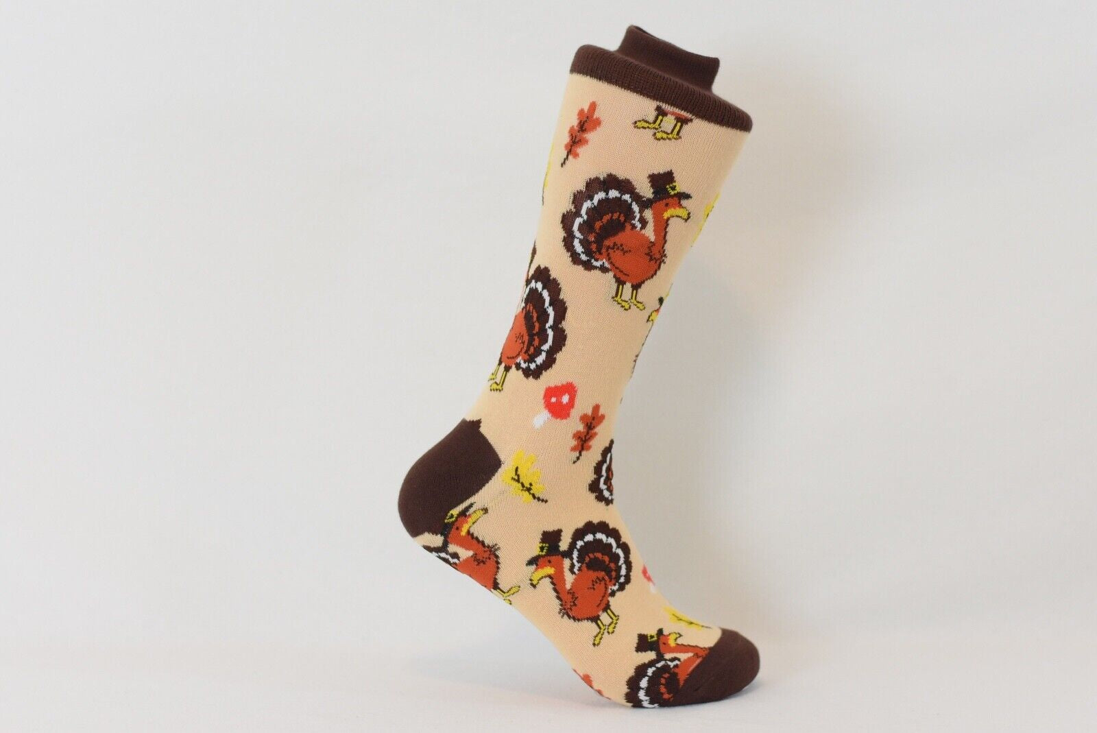 Men'S Thanksgiving Turkey Novelty Crew Socks Shoe Size 6-12.5