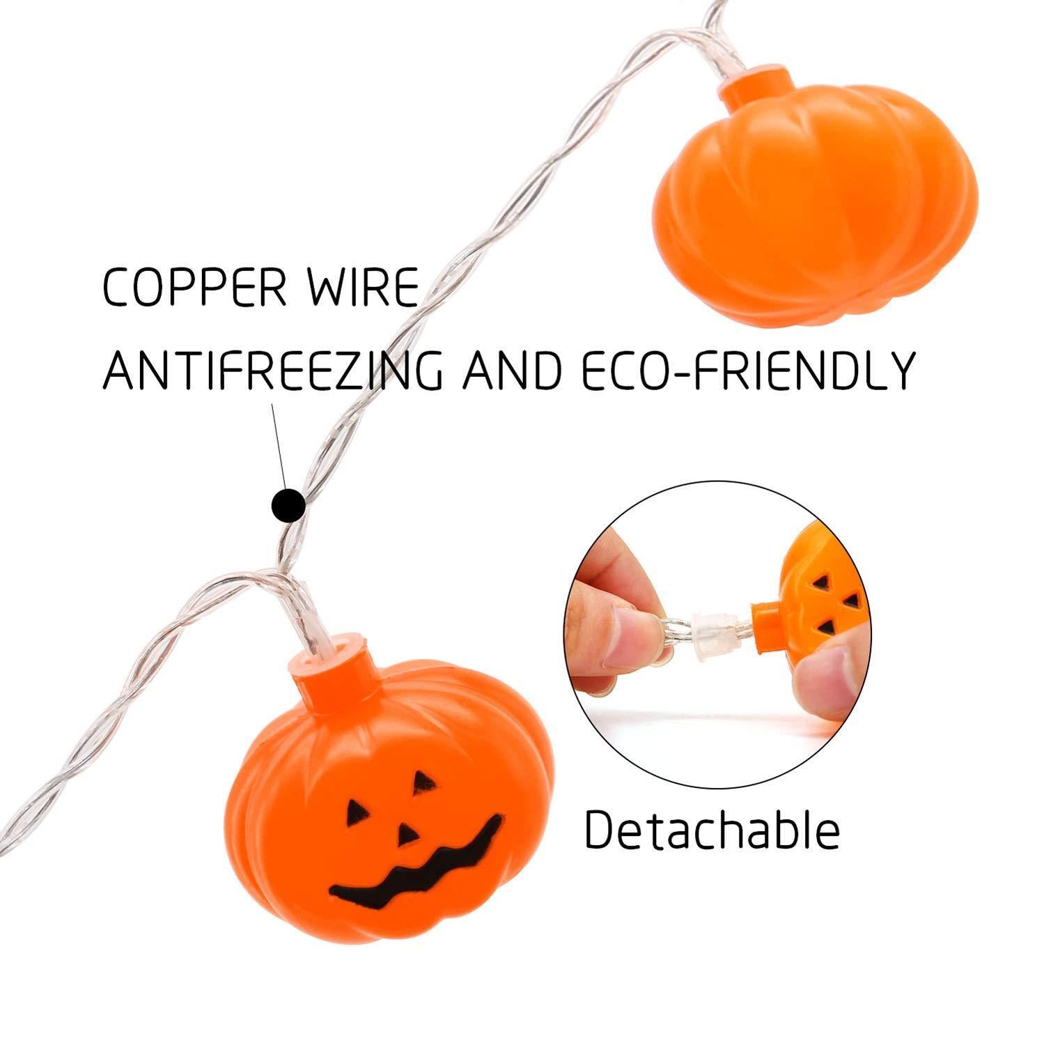 Halloween Solar Powered LED Jack O Lantern String Light 40 LED Pumpkin Light US