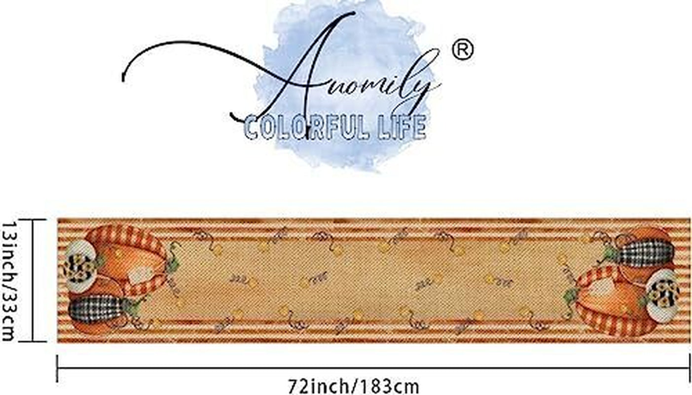 Orange Fall Table Runner, Autumn Thanksgiving Harvest Pumpkin Table Runners