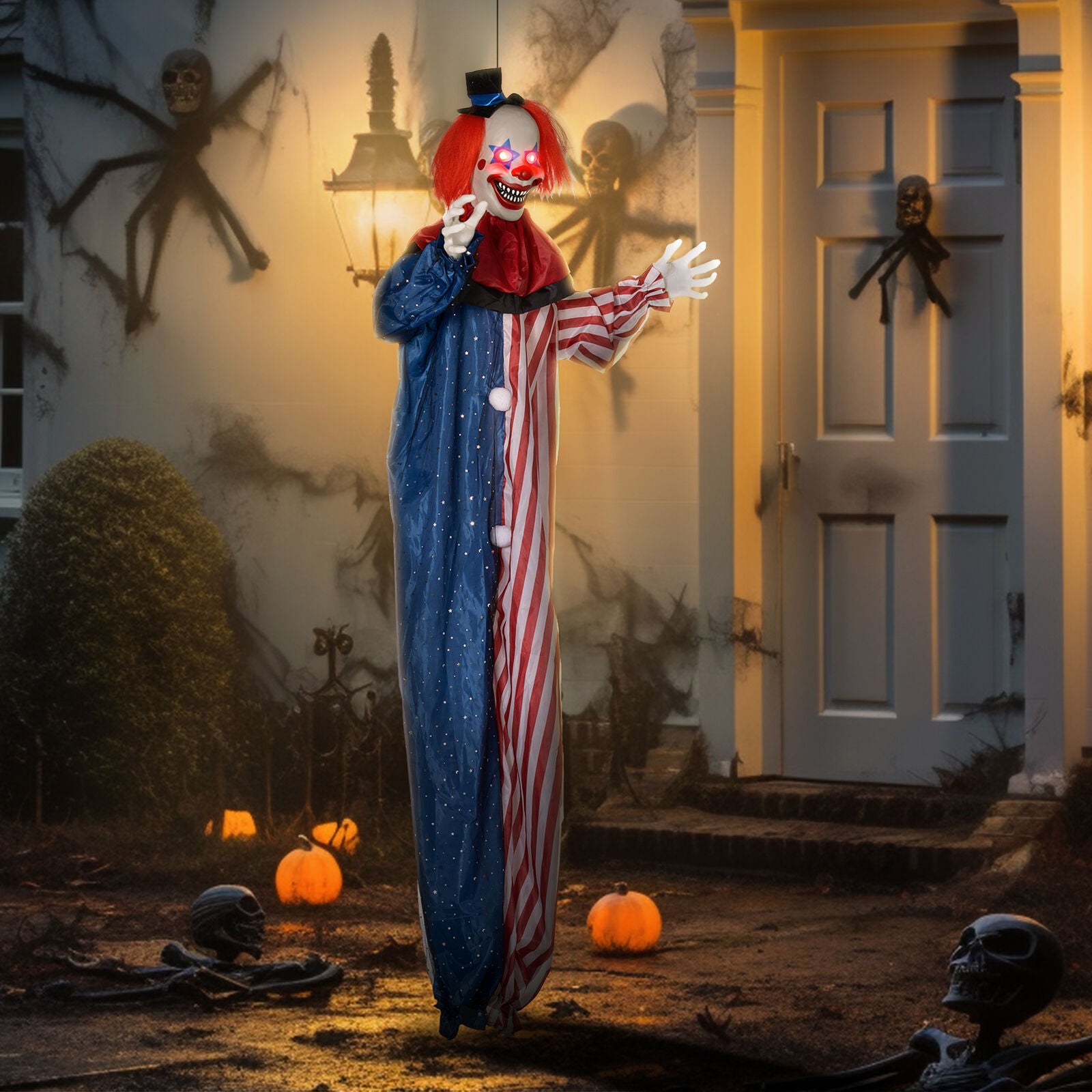 Hanging Clown Halloween Animatronic, Sound Activated for Party