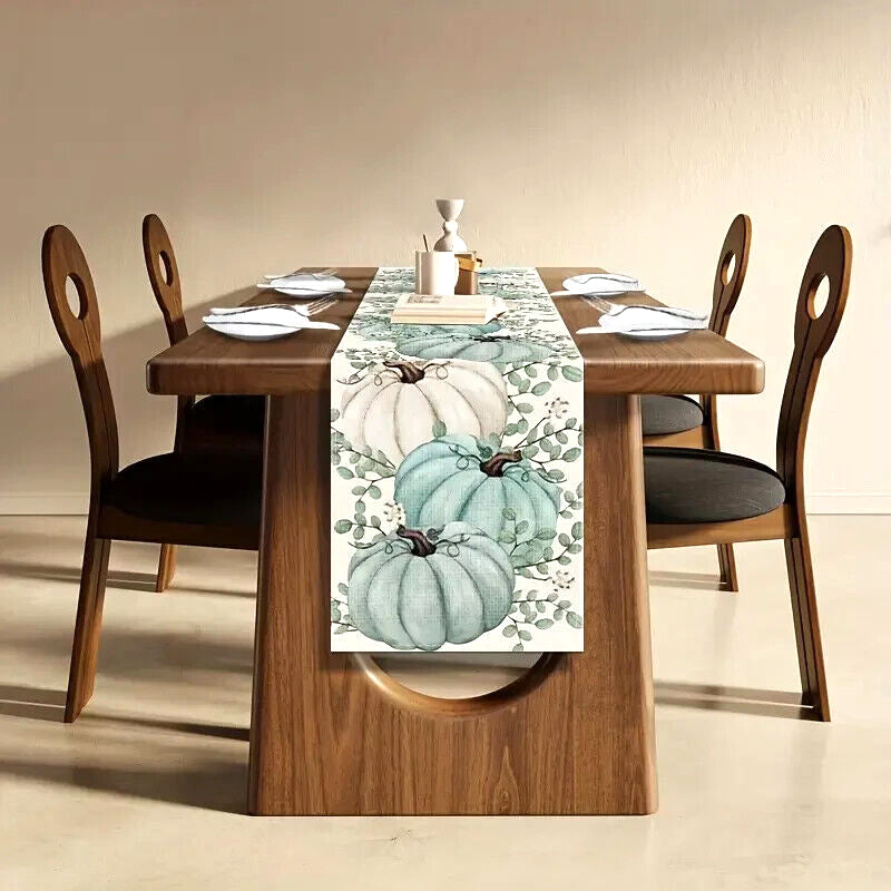 🍁Blue Pumpkin🍂 Fall Thanksgiving🦃 Table Runner Seasonal Farmhouse Autumn🎃
