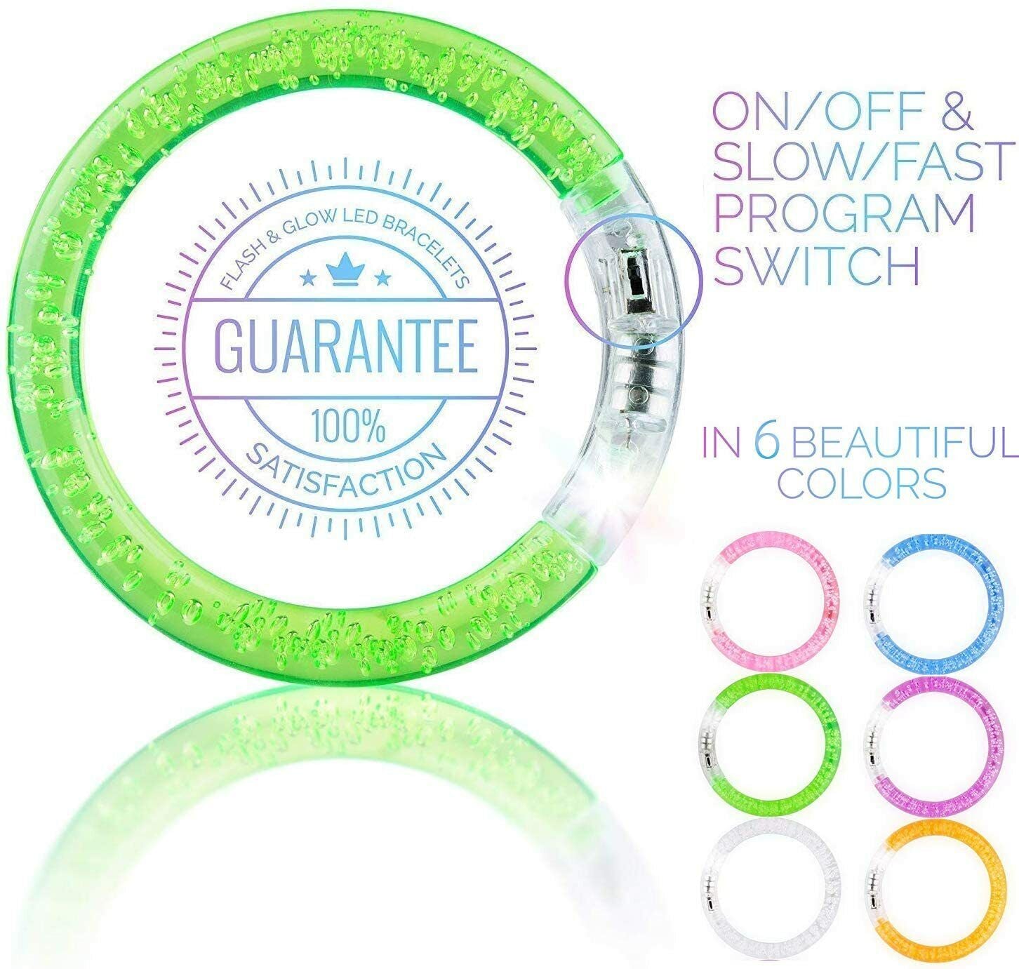 42 Pcs LED Bracelets 6 Colors Light up Glow in Dark Halloween Party Supplies
