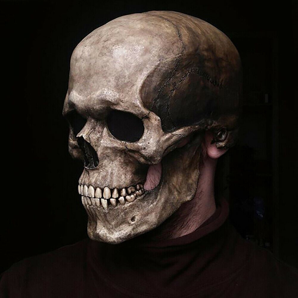 Halloween Skull Mask Full Head Helmet Movable Jaw Horror Party Pro Scary US 2022