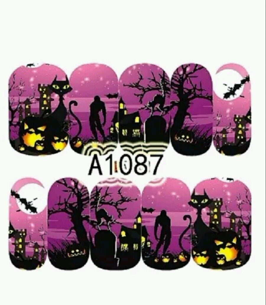 Halloween Nail Wraps Water Decals Zombie Nail Art Haunted House Nail Art