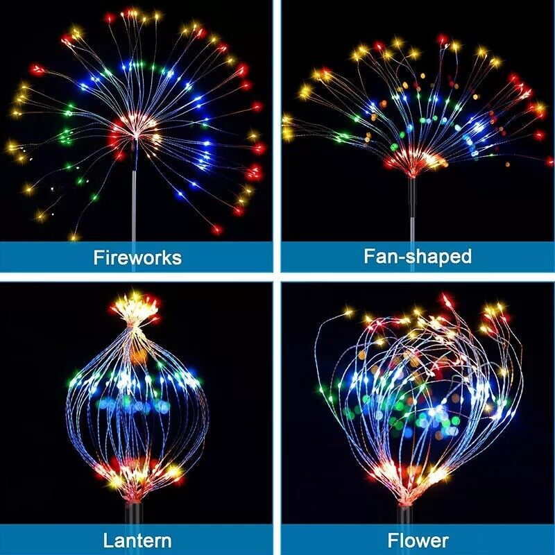 Solar Landscape Lights LED Solar Firework Light Fairy Garden Yard Outdoor Decor