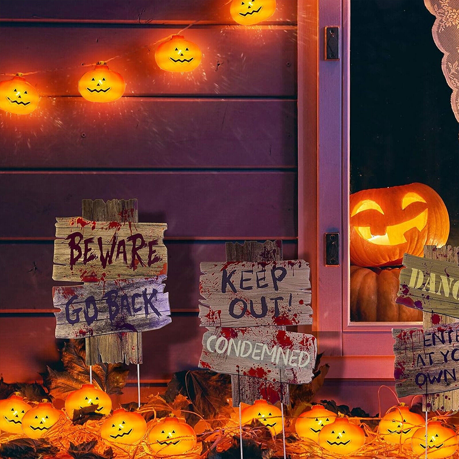 Halloween Solar Powered LED Jack O Lantern String Light 40 LED Pumpkin Light US